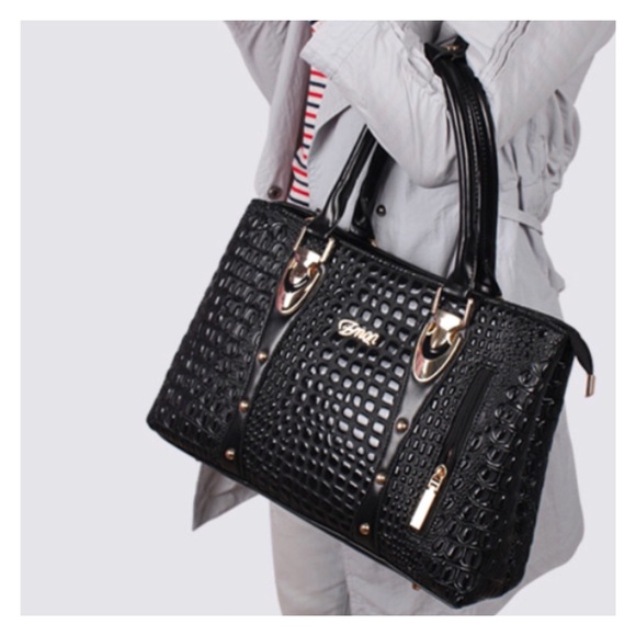 The Belinda Crocodile Embossed Vegan Leather Bag - Picture 2 of 8